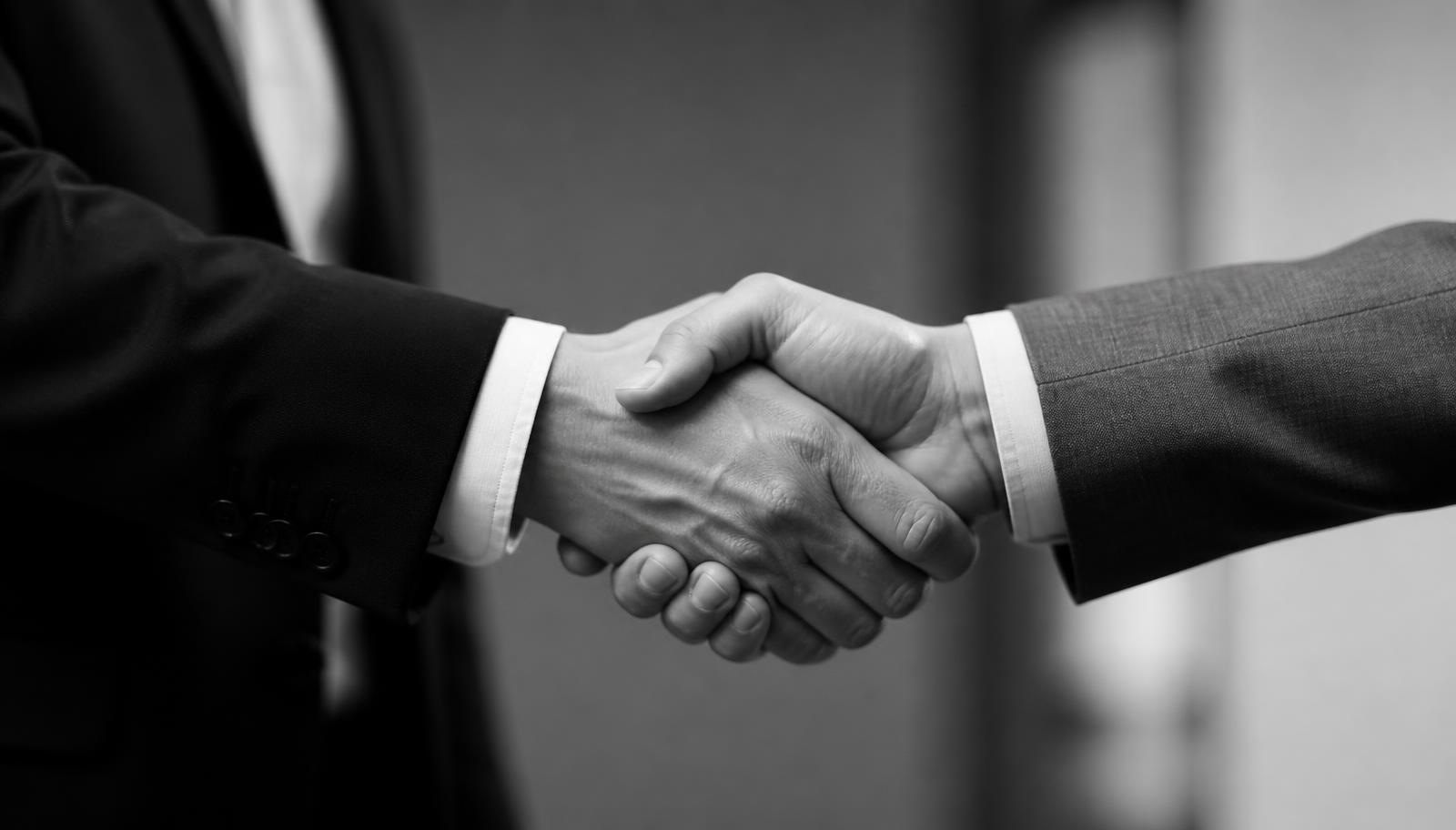 Black and white business handshake